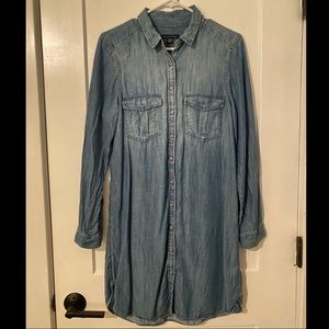 Denim dress.